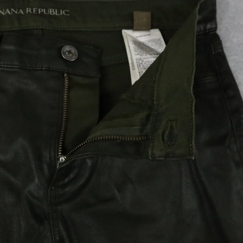 Banana Republic Jeans Mens 28 Skinny Faux Leather 5-Pocket‎ Stretch Flex Green